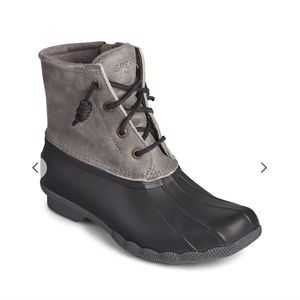 Sperry Saltwater Duck Boot Black Gray Water‎ Resistant Size 10 Like New